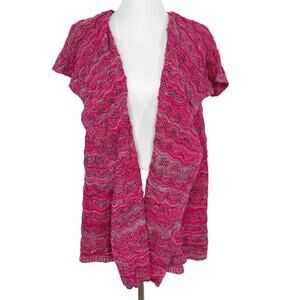 G.H. Bass Red Marbled Sleeveless Longline Open Front Drape Cardigan  XS NEW